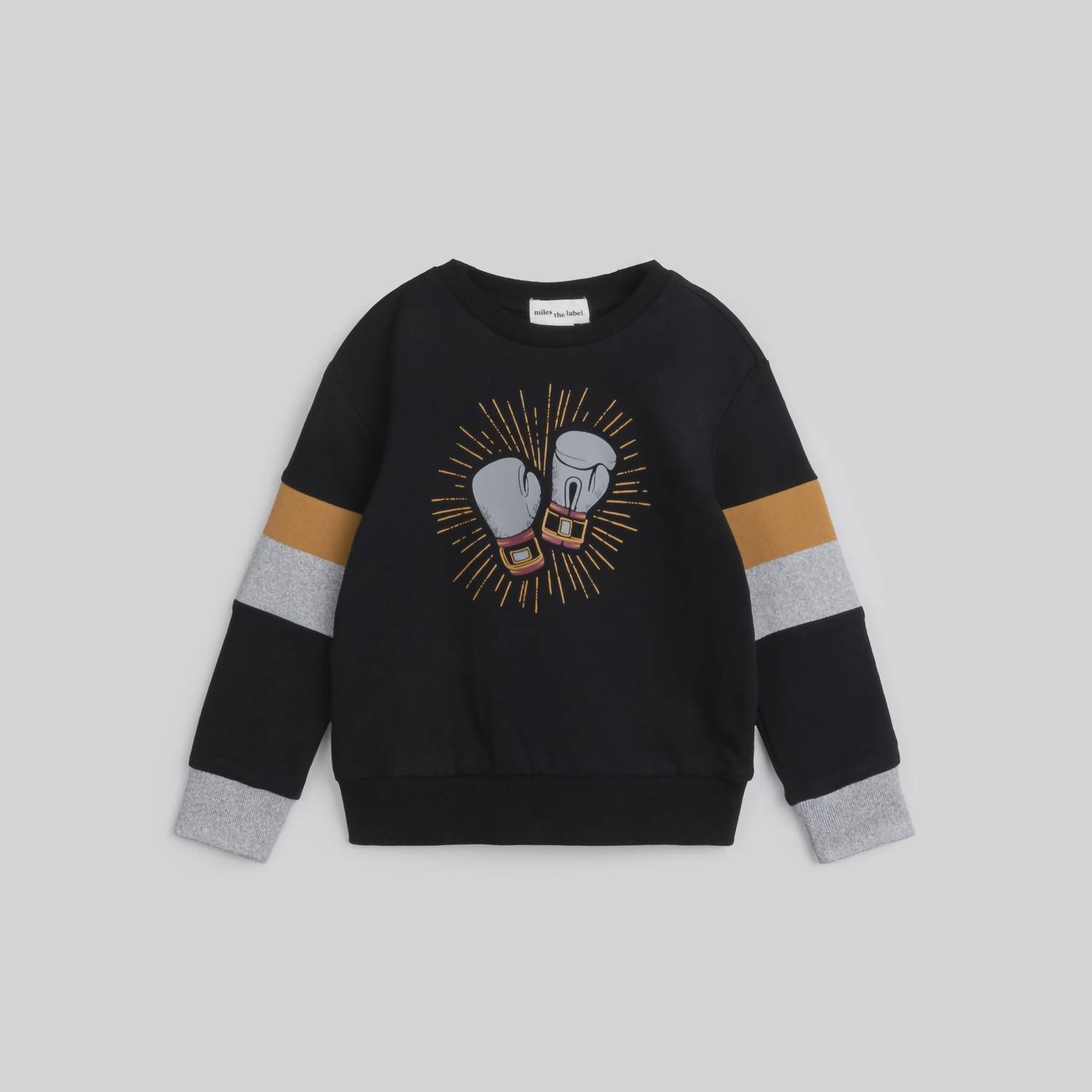 New Miles The Label Boys' K.O. Sporty Crewneck Pullover In Black